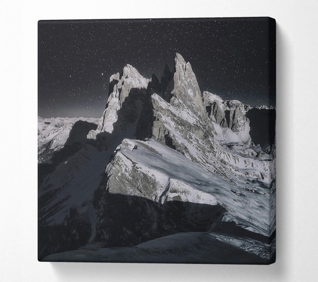  A Canvas Print of Black Sky Mountain Peaks Canvas Art