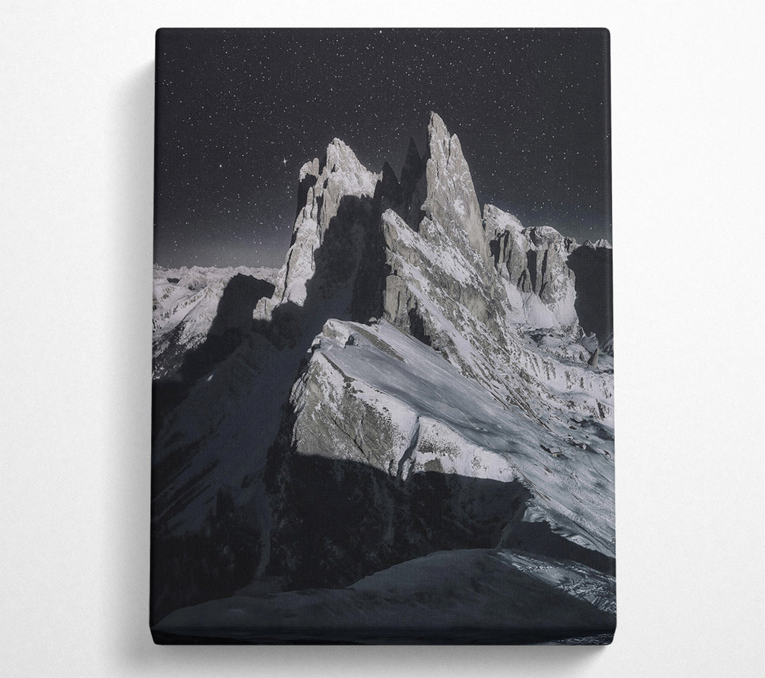  A Canvas Print of Black Sky Mountain Peaks Canvas Art