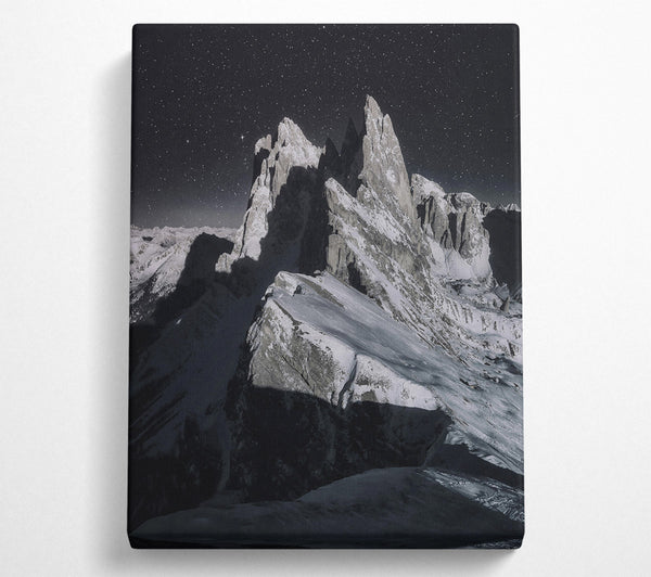  A Canvas Print of Black Sky Mountain Peaks Canvas Art