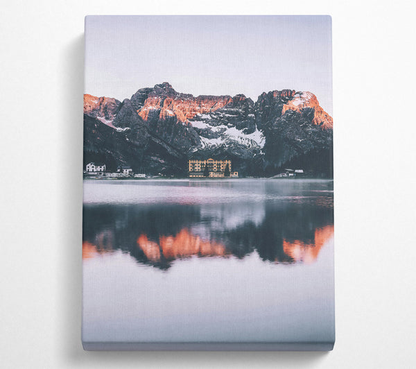  A Canvas Print of Orange Mountain Reflections Canvas Wall Art