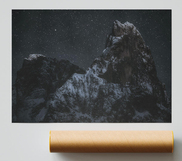 Black Night Peaks Print
