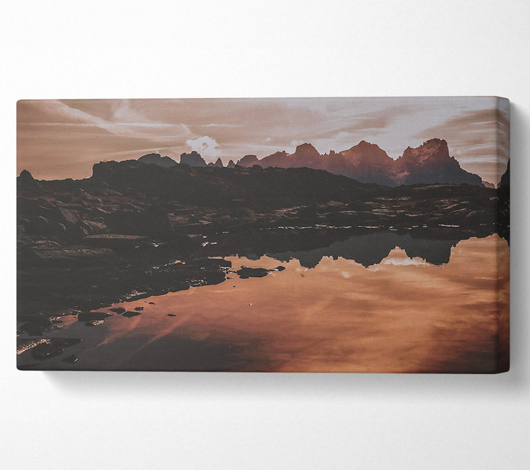  A Canvas Print of Crimson Mountain Reflection Canvas Wall Art
