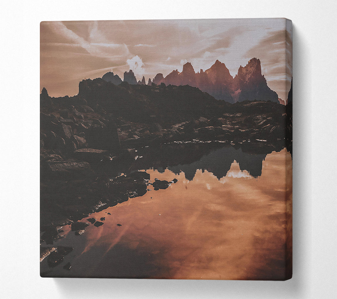  A Canvas Print of Crimson Mountain Reflection Canvas Wall Art