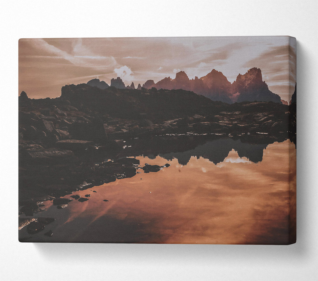  A Canvas Print of Crimson Mountain Reflection Canvas Wall Art