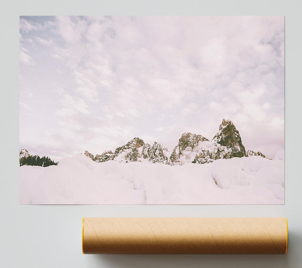 Pale Peaks In Winter Print