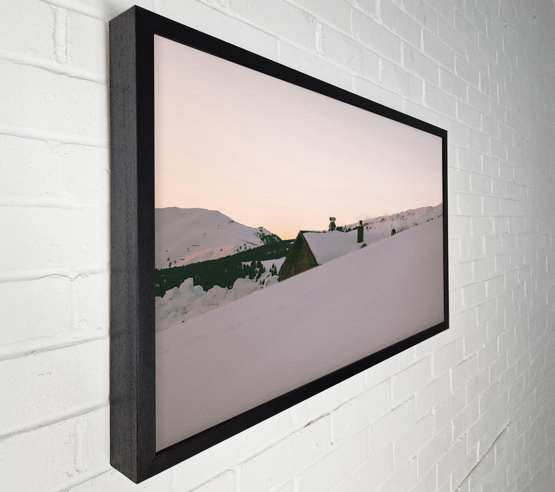  A Canvas Print of Pink Winter Cabin Canvas Art