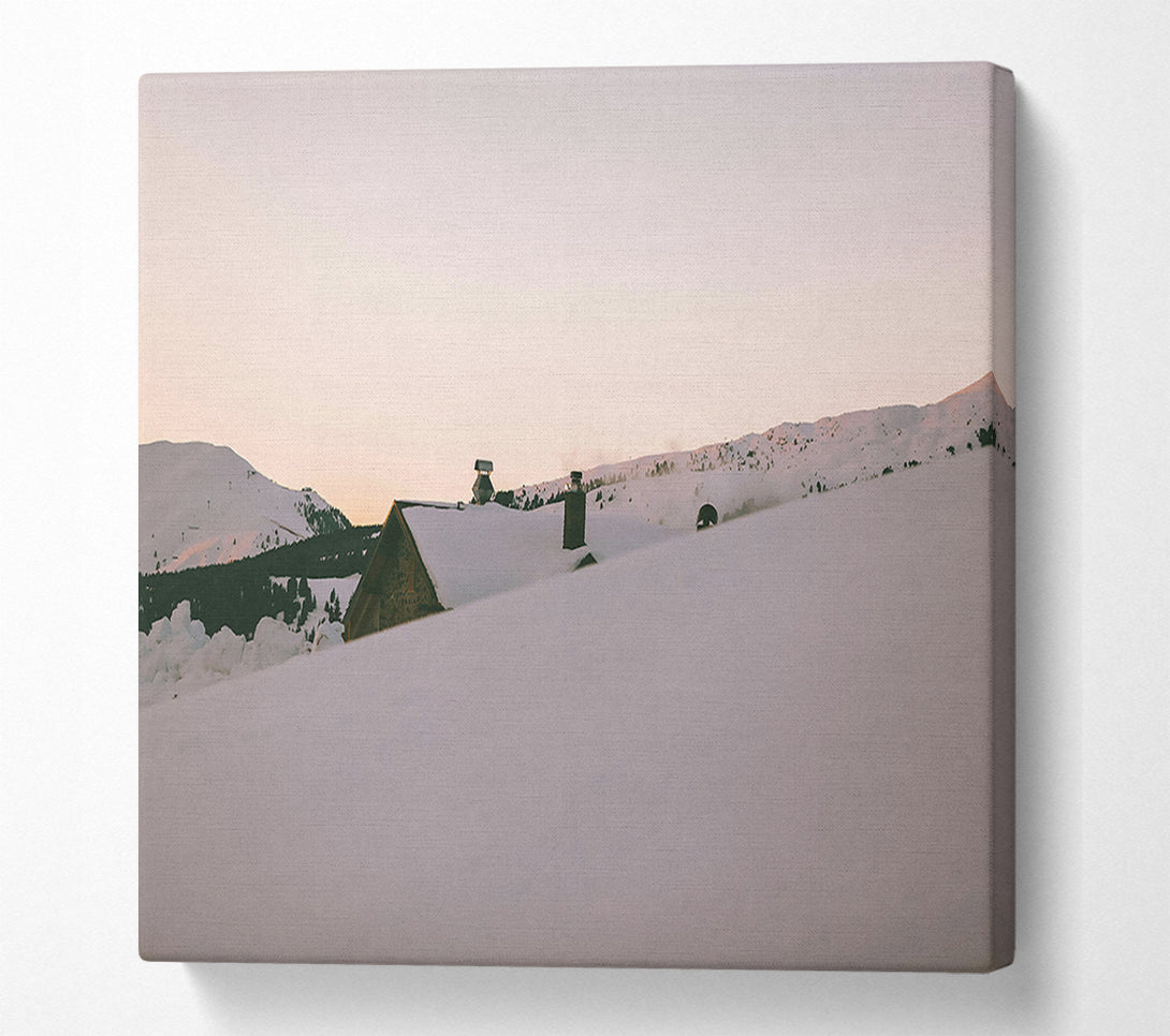  A Canvas Print of Pink Winter Cabin Canvas Art