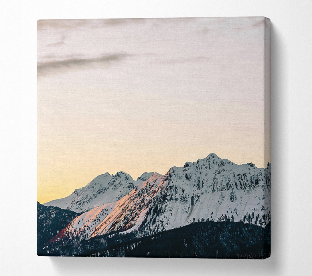  A Canvas Print of Pink-Kissed Snowy Peaks Canvas Art