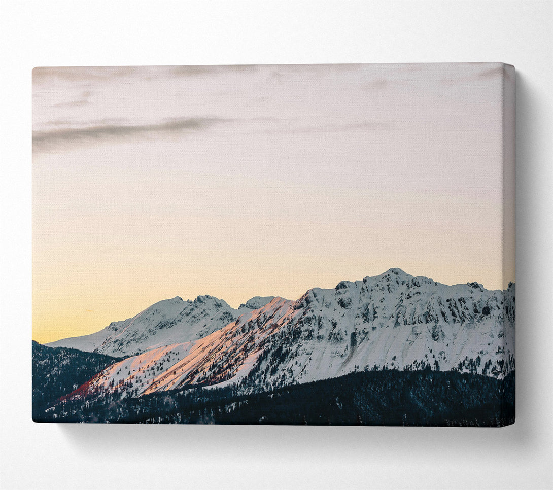  A Canvas Print of Pink-Kissed Snowy Peaks Canvas Art