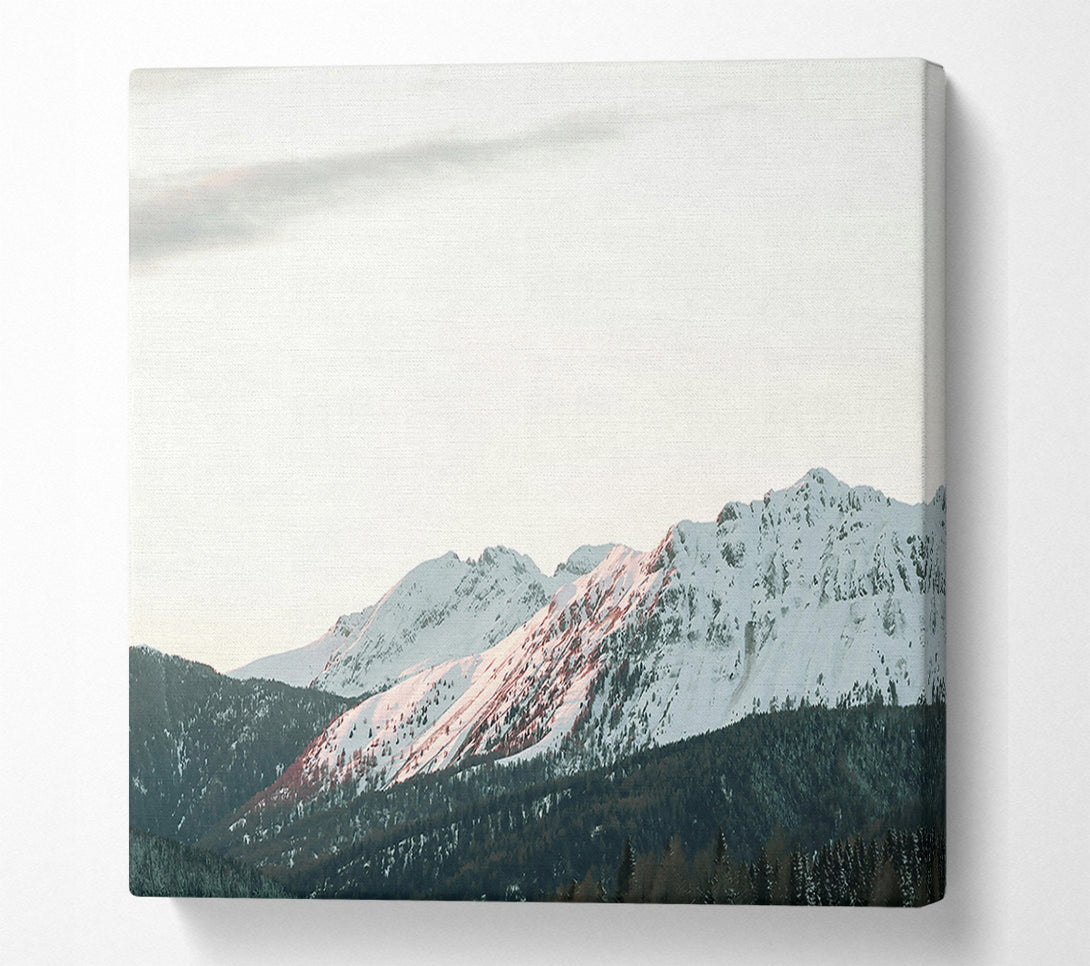  A Canvas Print of Pink-Kissed Snow Peaks Canvas Wall Art