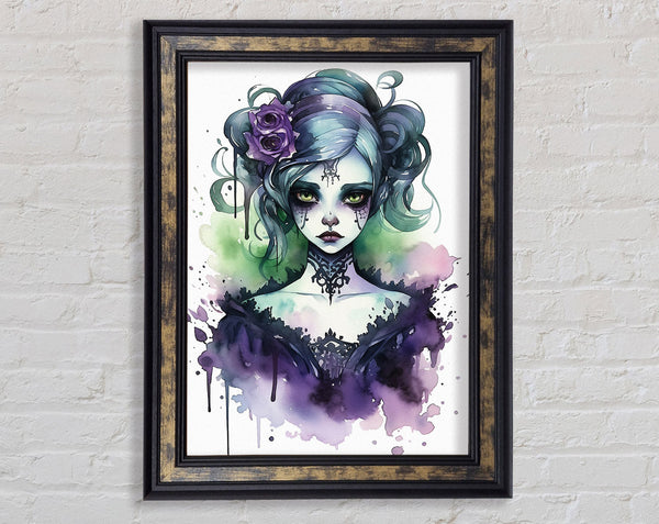 Purple Halloween Girl Framed Print