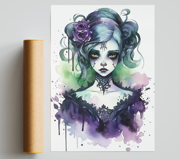 Purple Halloween Girl Poster