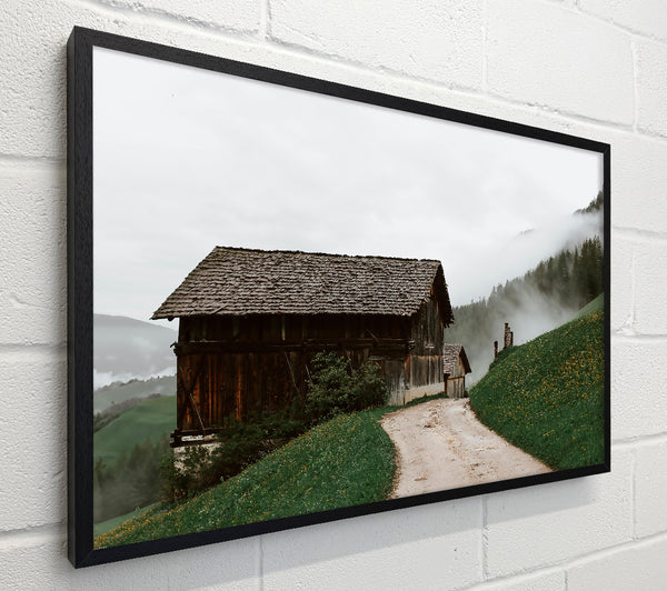 Brown Cabin In The Fog
