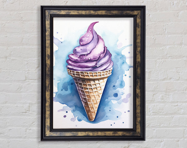 Purple Ice Cream Cone Framed Print