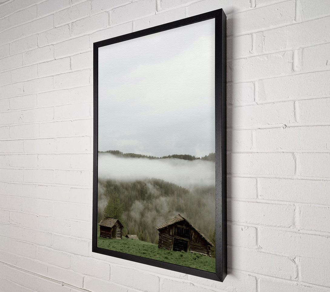  A Canvas Print of Gray Foggy Cabins Canvas Art