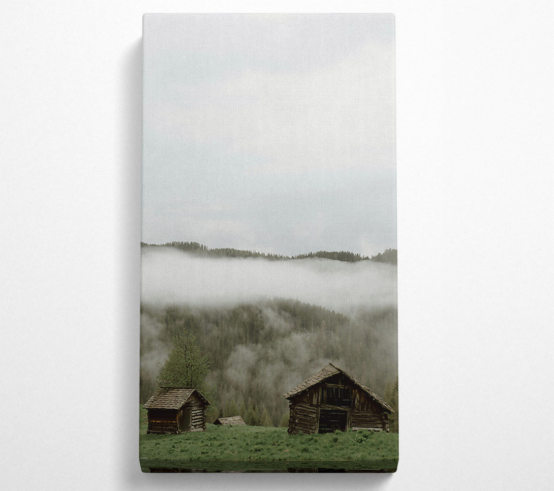  A Canvas Print of Gray Foggy Cabins Canvas Art