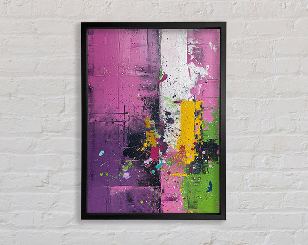 Purple Splatter And Yellow Framed Print