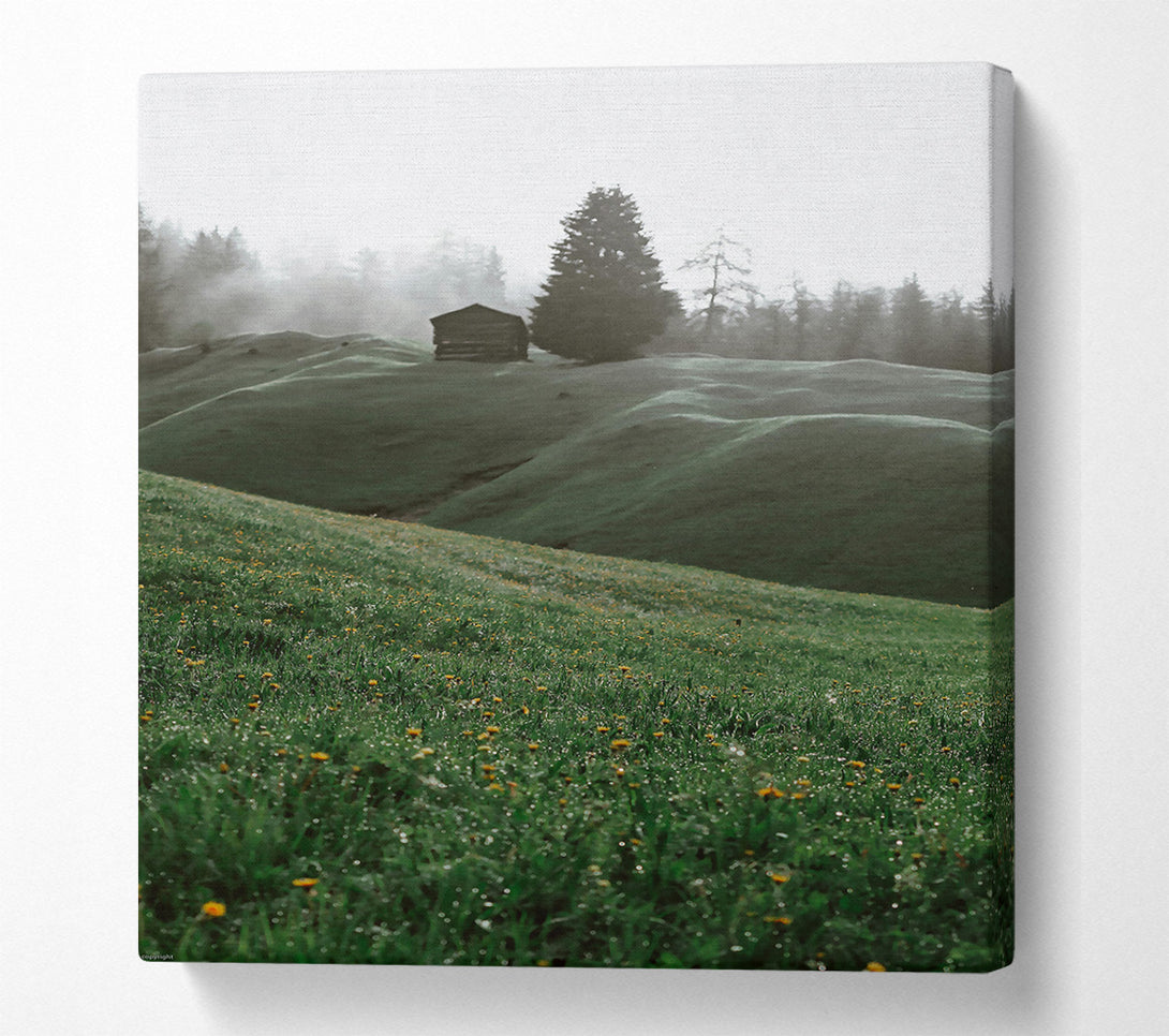  A Canvas Print of Green Misty Hillsides Canvas Wall Art