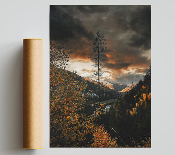 Orange Sunset Valley Giclee Print