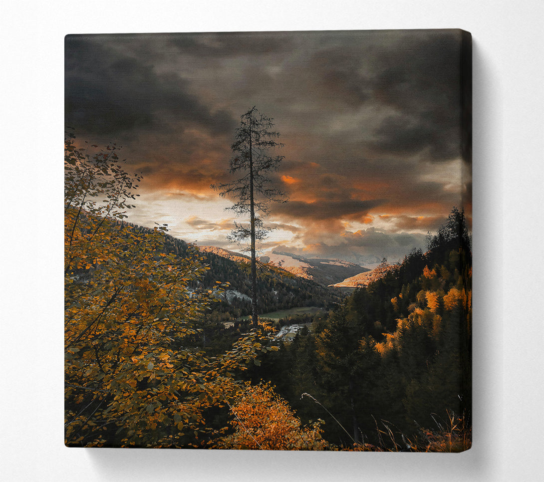  A Canvas Print of Orange Sunset Valley Canvas Print