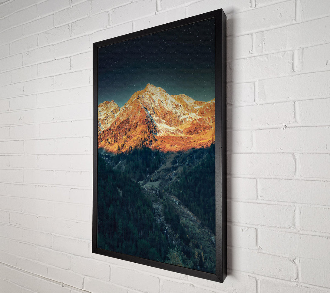  A Canvas Print of Golden Mountain Nighttime Canvas Art