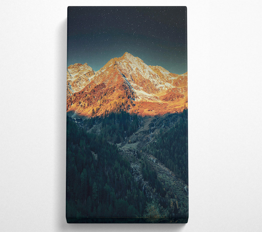  A Canvas Print of Golden Mountain Nighttime Canvas Art