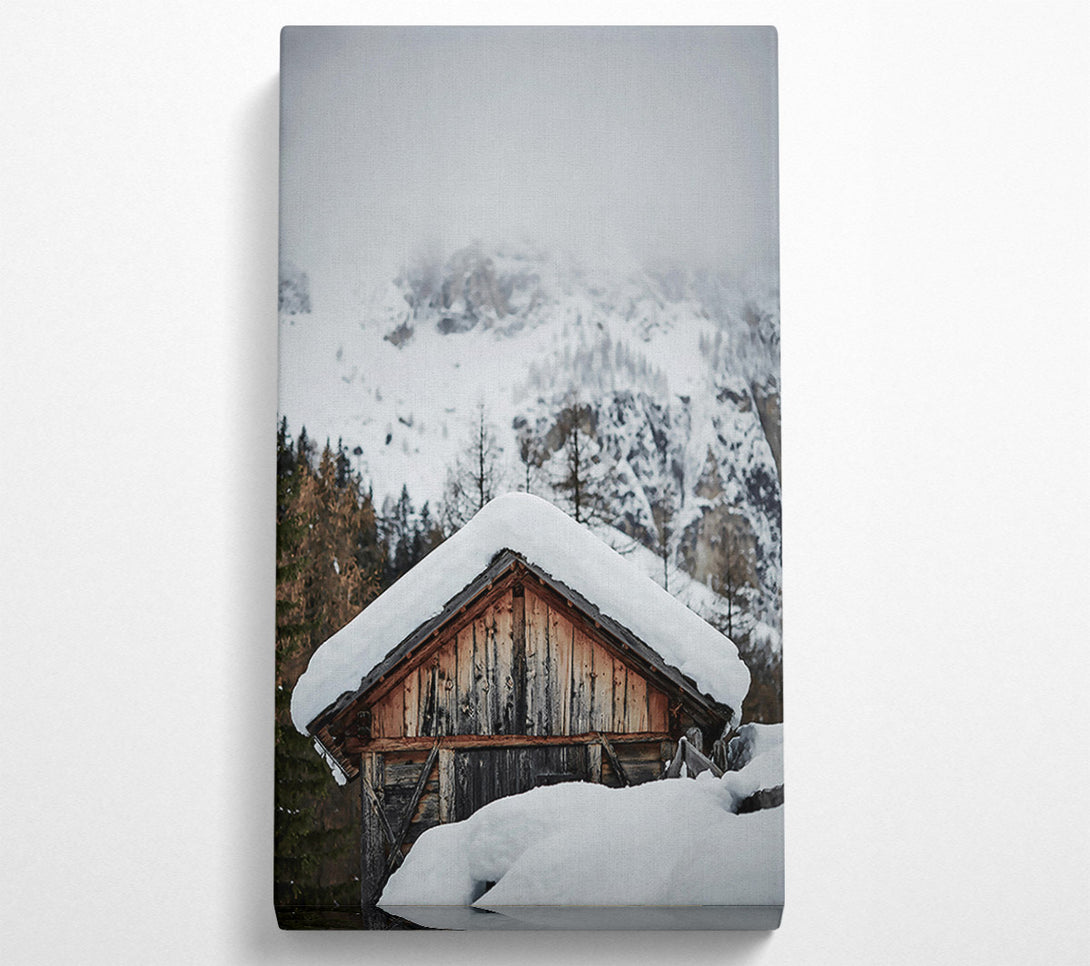  A Canvas Print of Brown Cabin In White Snow Canvas Wall Art