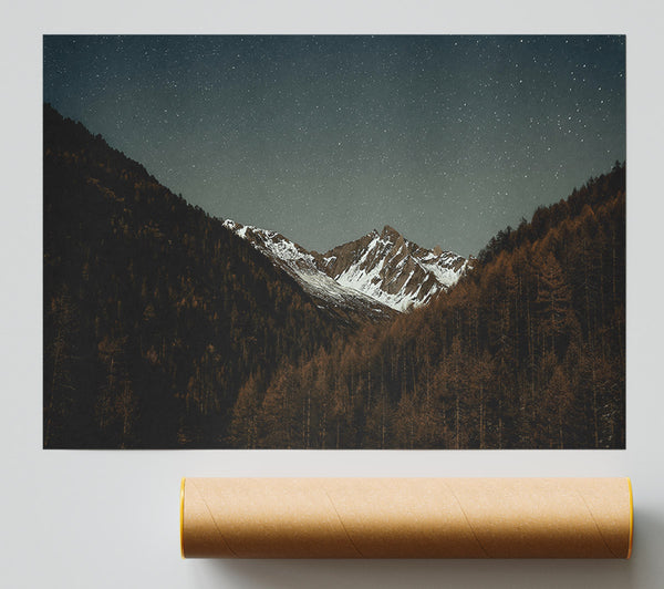 Brown Mountain Night Sky Print