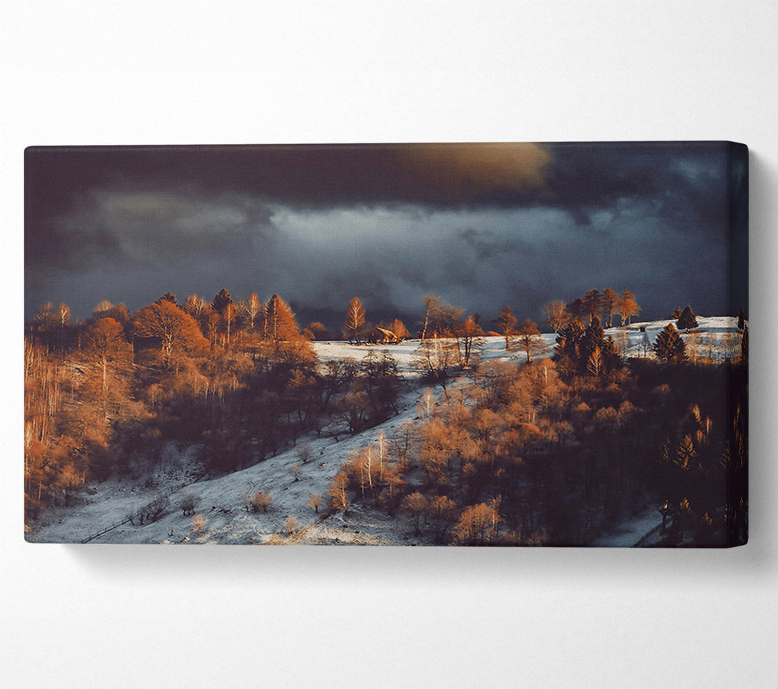  A Canvas Print of Golden Light Under Storm Clouds. Canvas Wall Art