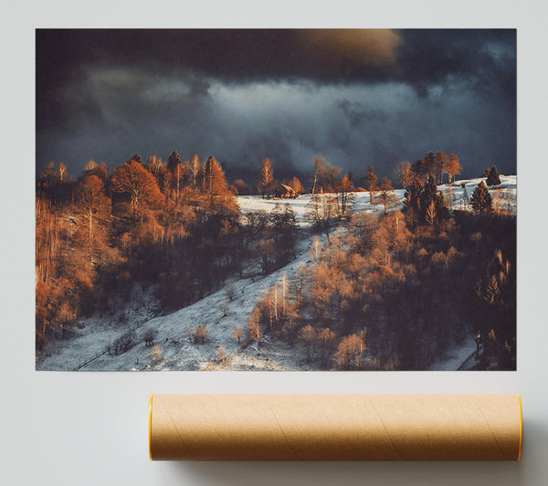 Golden Light Under Storm Clouds. Giclee Print