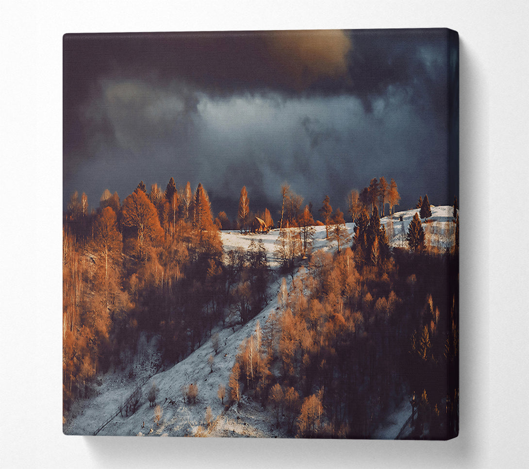  A Canvas Print of Golden Light Under Storm Clouds. Canvas Wall Art