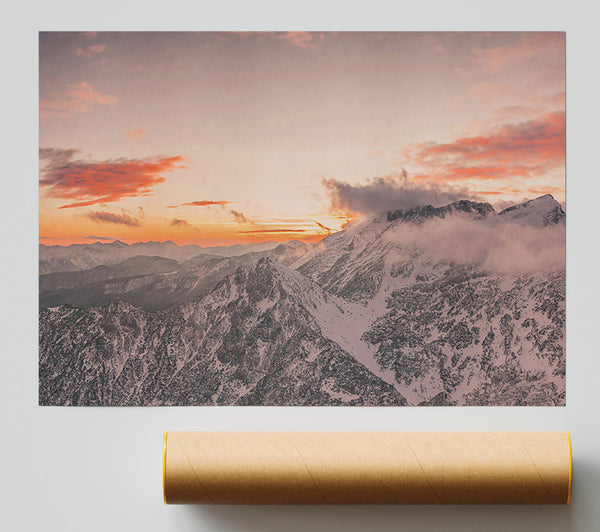 Crimson Peaks At Sunset Poster
