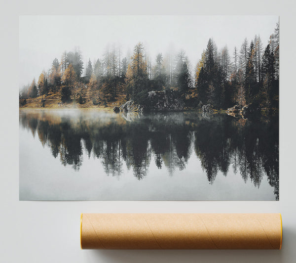 Gray Lake Reflection Giclee Print
