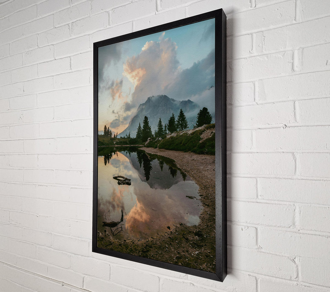  A Canvas Print of Pink Mountain Reflection Canvas Print