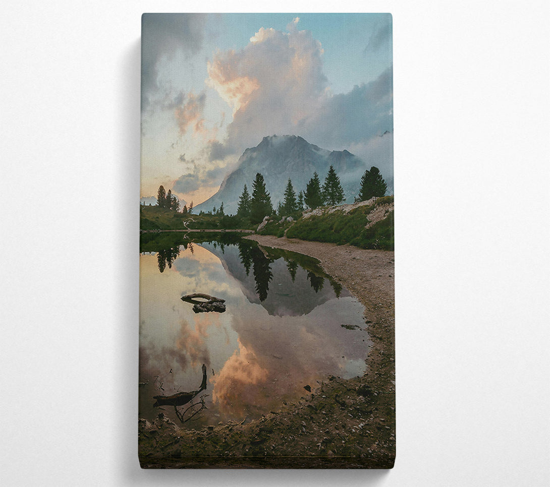  A Canvas Print of Pink Mountain Reflection Canvas Print