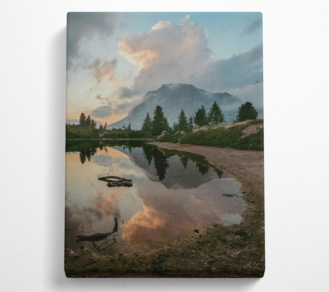 A Canvas Print of Pink Mountain Reflection Canvas Print