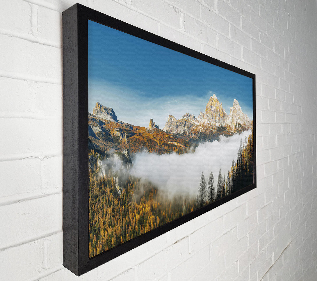  A Canvas Print of Golden Peaks In Mist Canvas Wall Art
