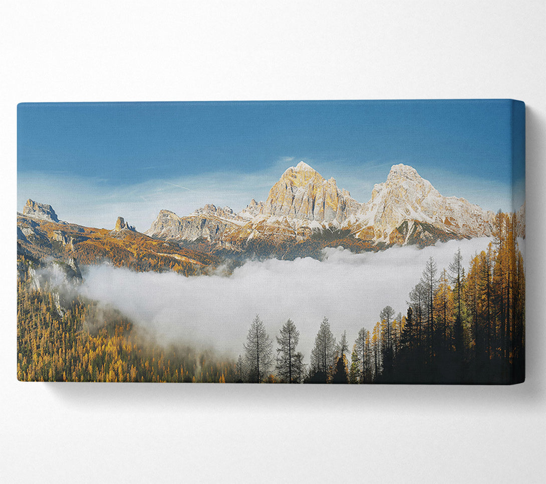  A Canvas Print of Golden Peaks In Mist Canvas Wall Art