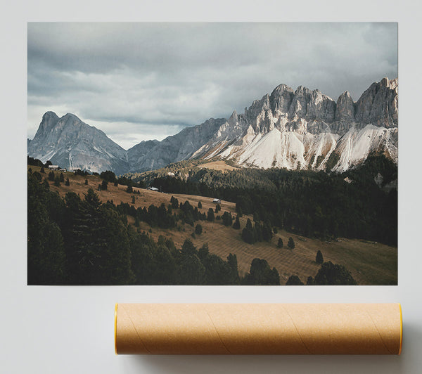 Grey Sky Mountain Range Poster