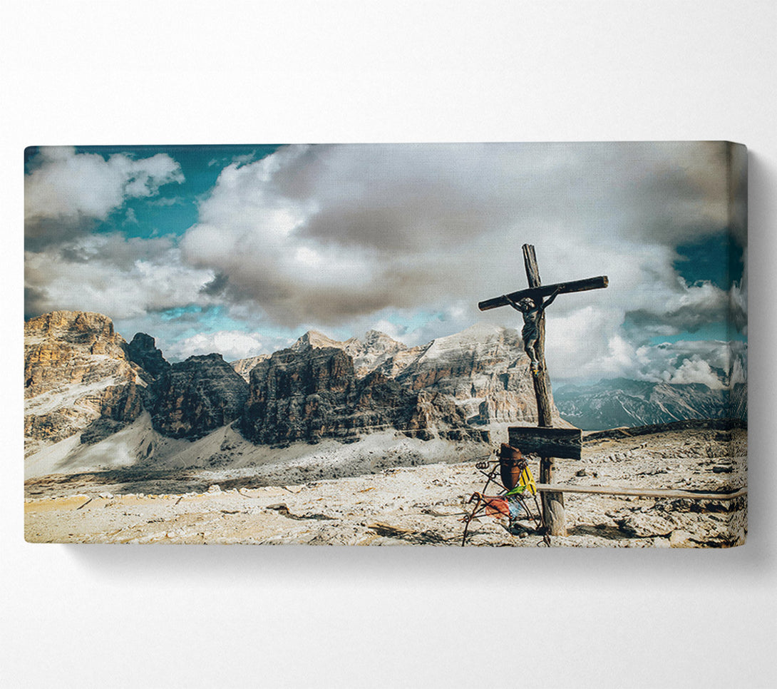  A Canvas Print of Blue Skies, Grey Cross Canvas Wall Art