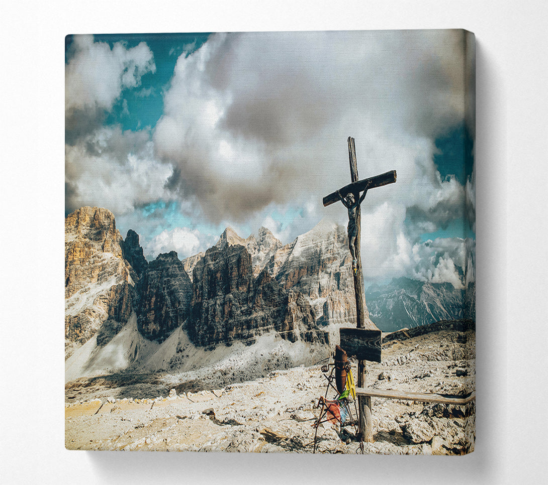 A Canvas Print of Blue Skies, Grey Cross Canvas Wall Art