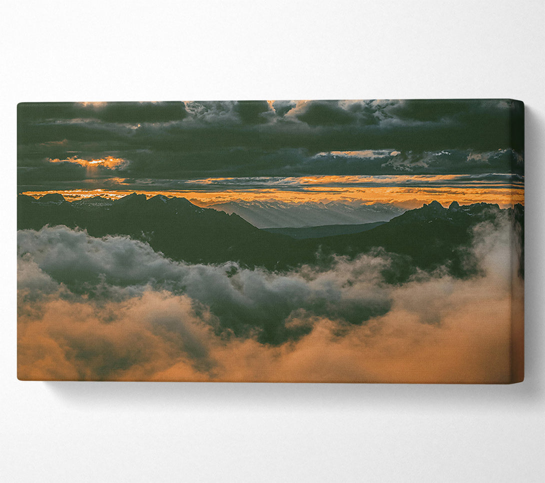  A Canvas Print of Golden Mountain Clouds Canvas Art