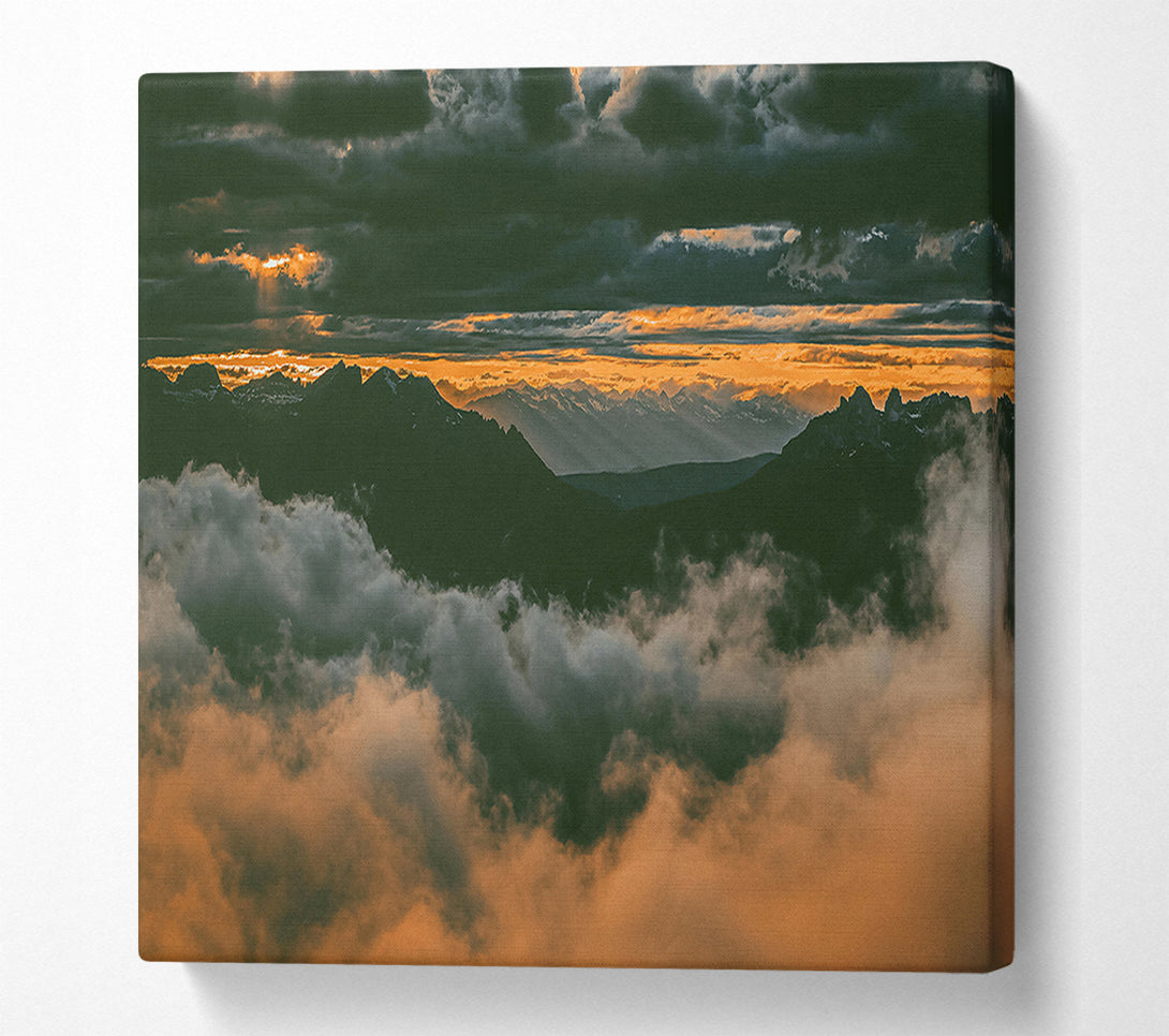  A Canvas Print of Golden Mountain Clouds Canvas Art