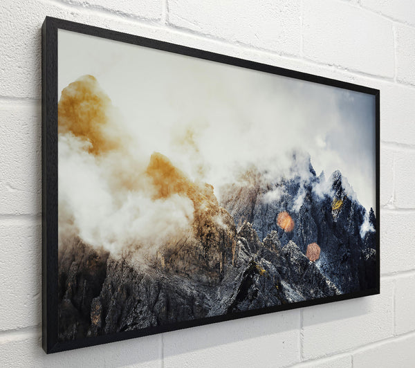 Golden Peaks In Fog