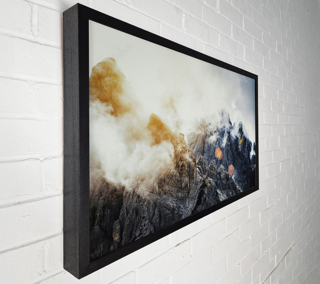  A Canvas Print of Golden Peaks In Fog Canvas Print