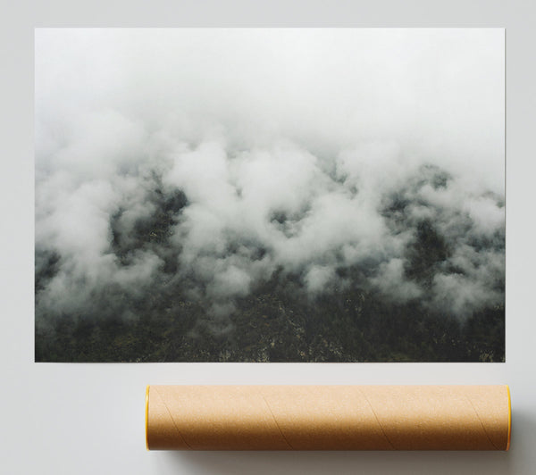 White Clouds Over Grey Print
