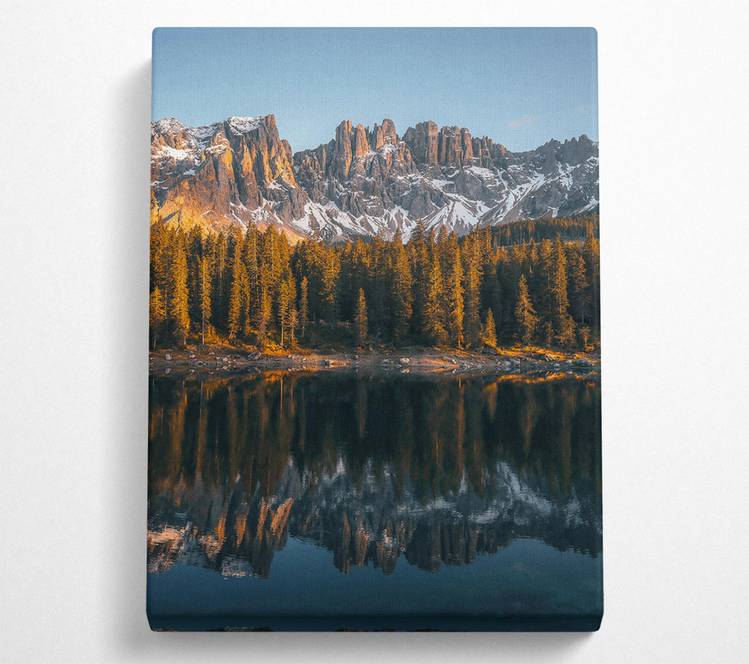  A Canvas Print of Golden Mountain Reflection Canvas Wall Art
