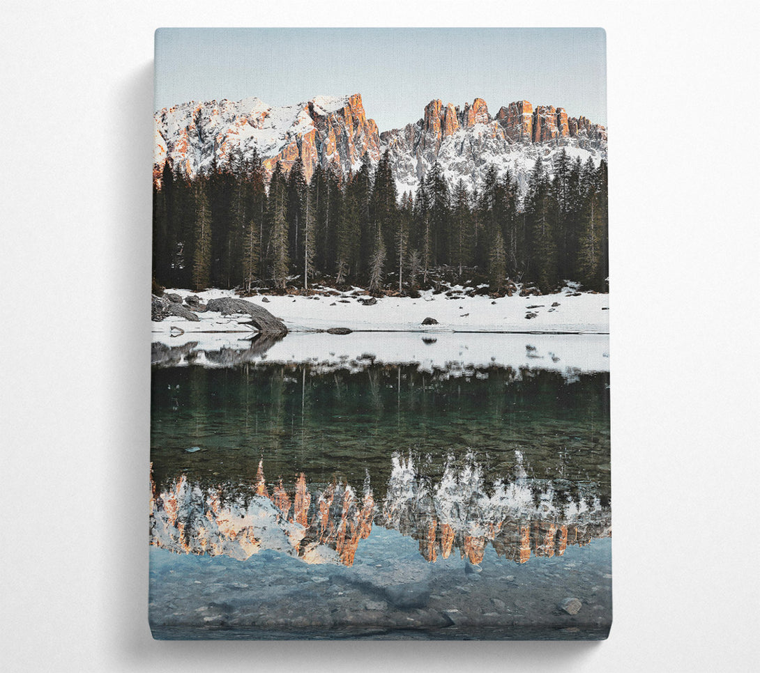  A Canvas Print of Golden Mountain Reflection Canvas Wall Art