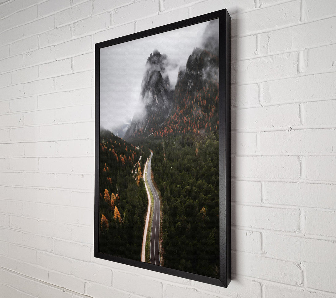  A Canvas Print of Golden Road Through Fog Canvas Art
