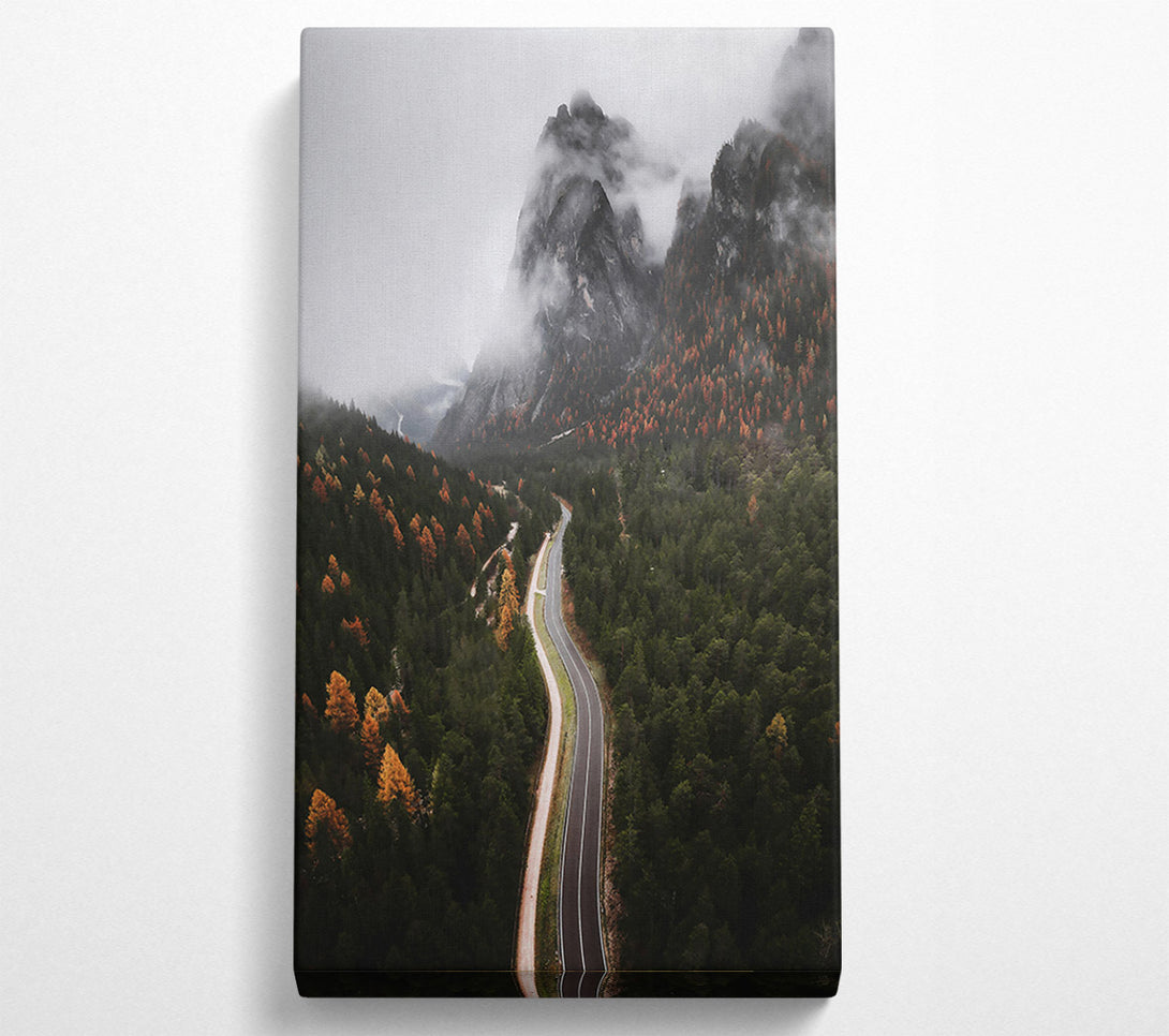  A Canvas Print of Golden Road Through Fog Canvas Art